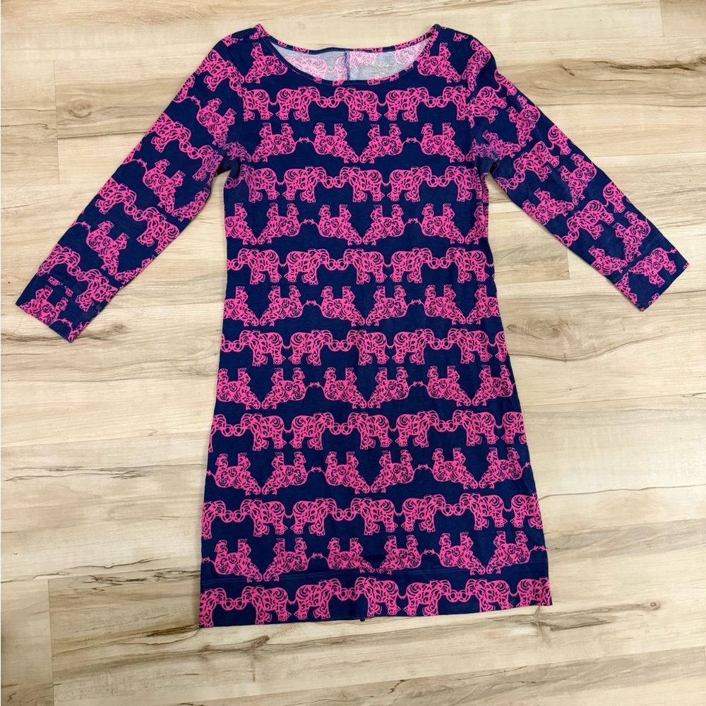 Lily Pulitzer Elephant Pink and Blue S Long sleeve Dress